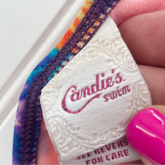 CANDIE'S Y2K Floral Drawstring 2 Piece String Twee Bikini Set Size XL - Picture 10 of 11